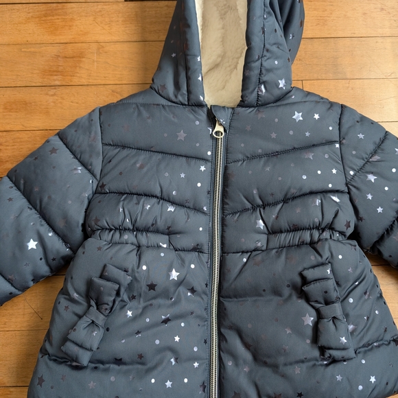 Navy Starry Hooded Puffer Jacket - Picture 3 of 6